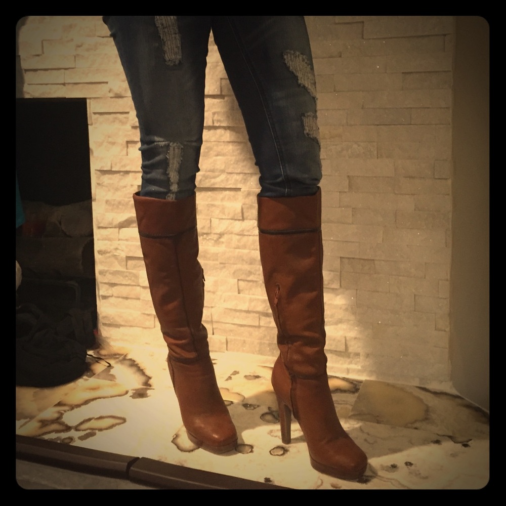 Brown knee high boots